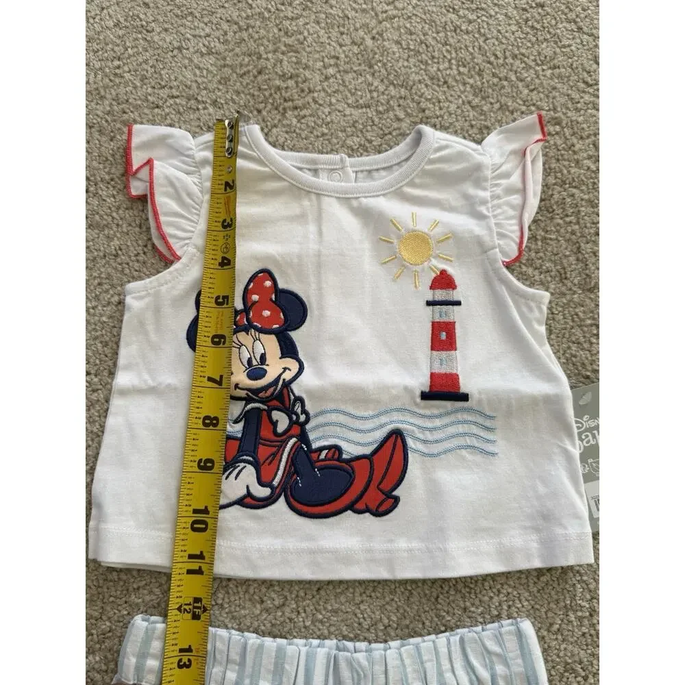 New Disney Baby Minnie Mouse Nautical Shorts Set 12-18 Months
